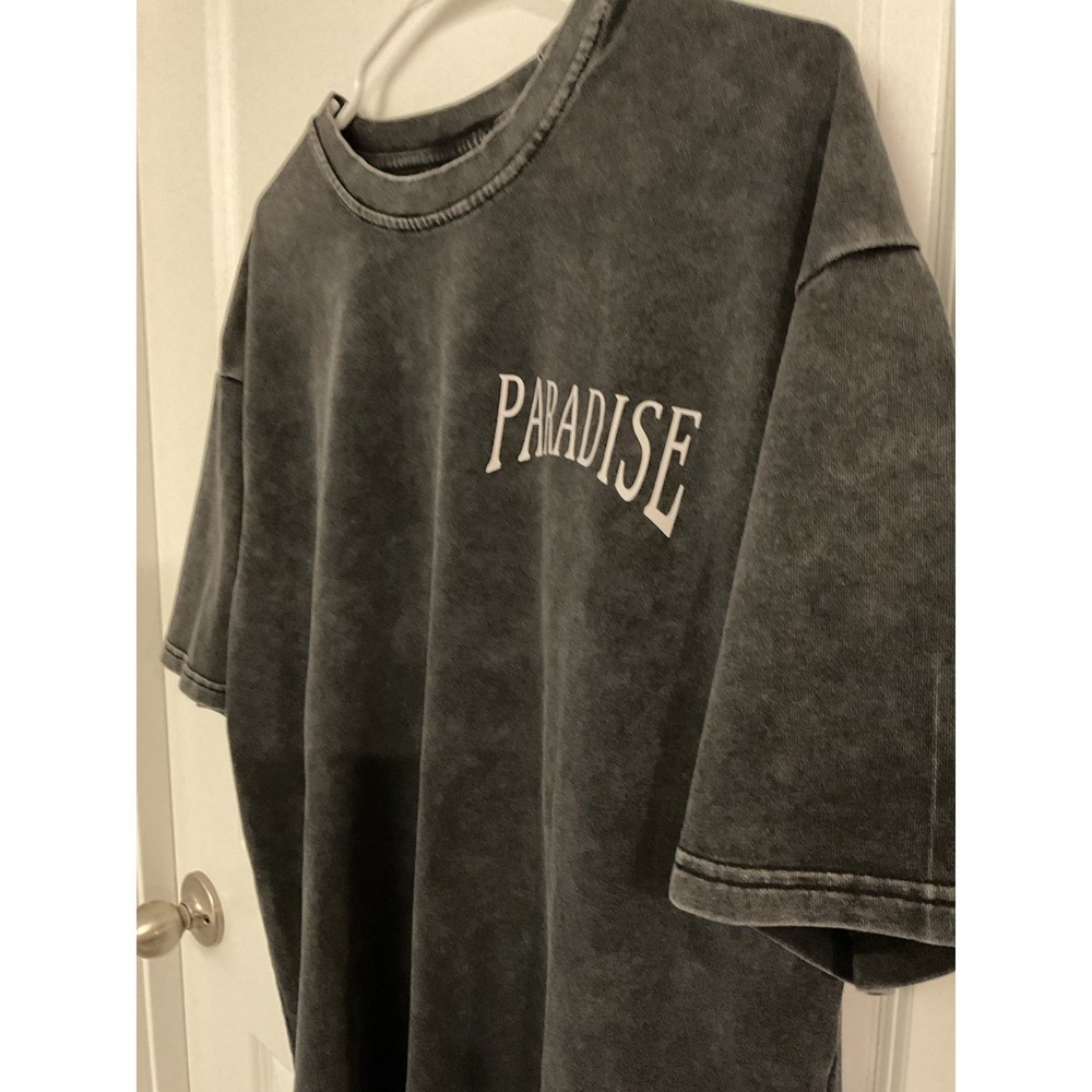 PARADISE Graphic T Shirt Mens Black Washed Oversized Fit Size L - Picture 2 of 6